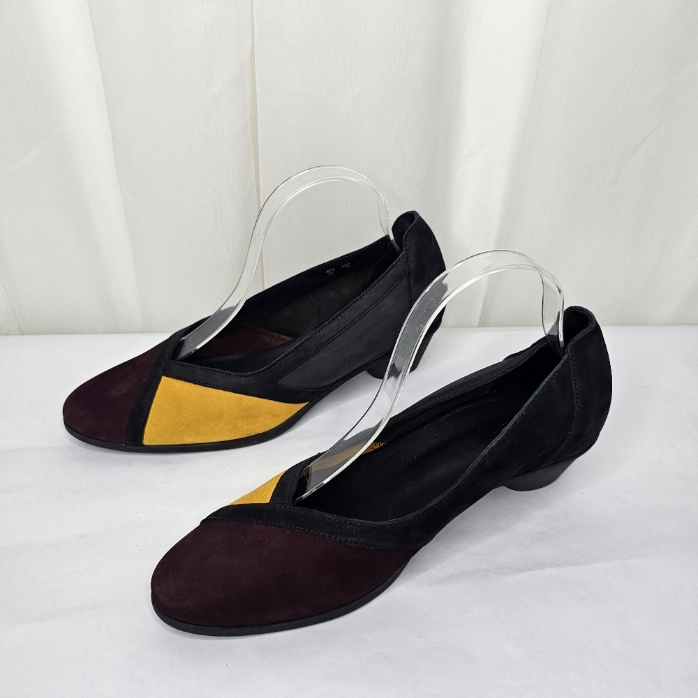 Cache Suede Color Block Heels Size 41 Black, Burg… - image 5